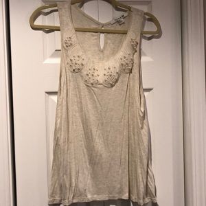 Cream Detailed Tank Top Size M